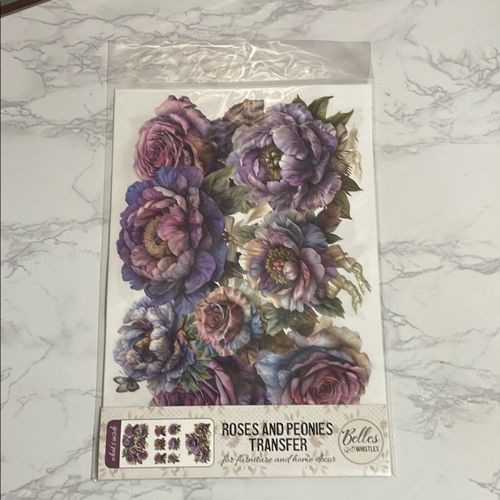 Roses and Peonies Transfer Furniture, Decor, Walls, Boxes NEW Dixie Belle